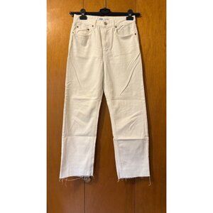 ZARA HIGH WAISTED ECRU ANKLE JEANS, SIZE: 2, LIKE NEW